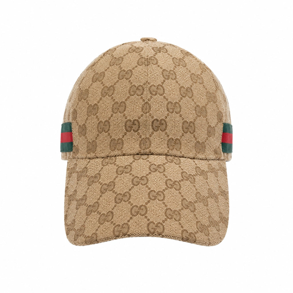 Beige Monogram-Pattern Adjustable Baseball Cap