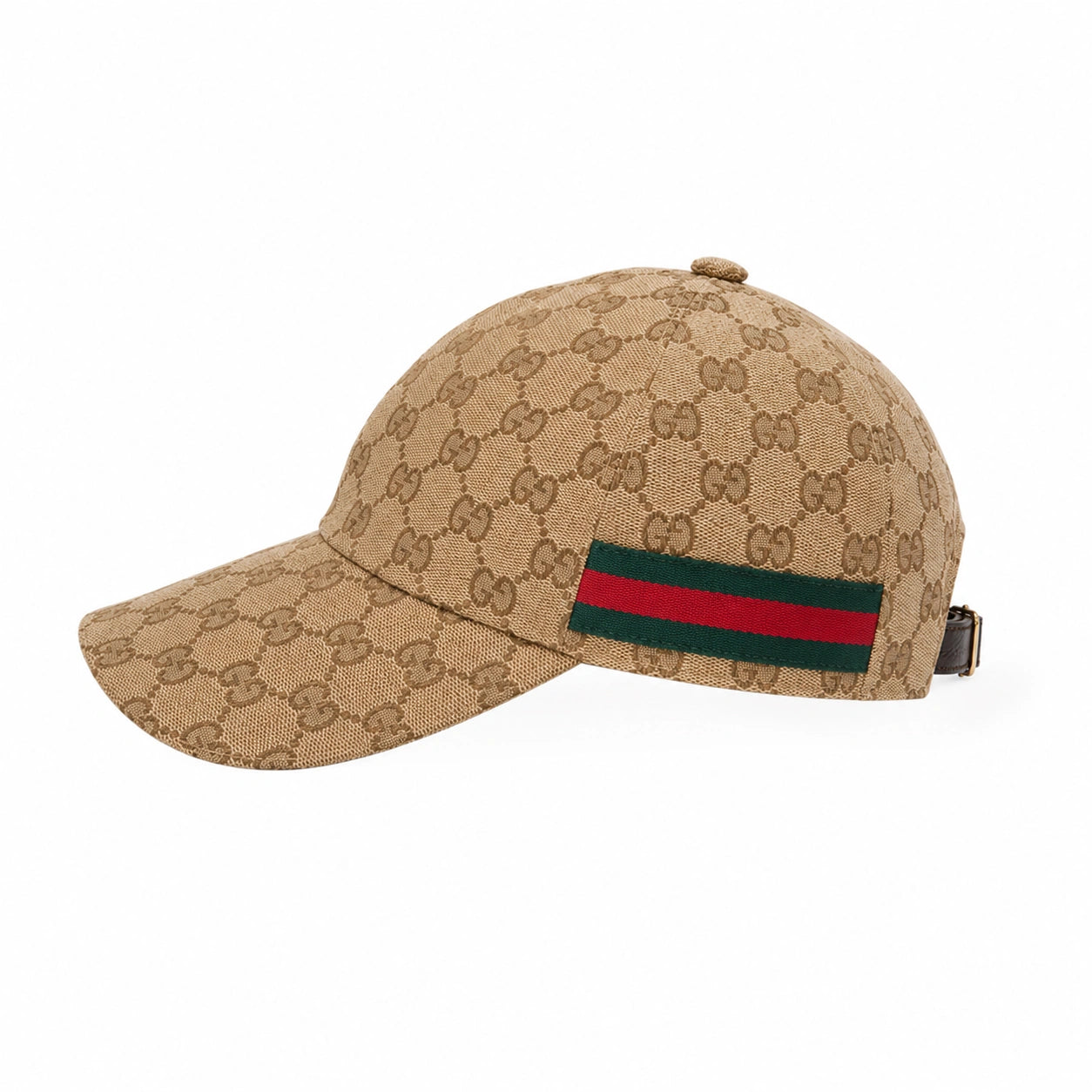 Beige Monogram-Pattern Adjustable Baseball Cap