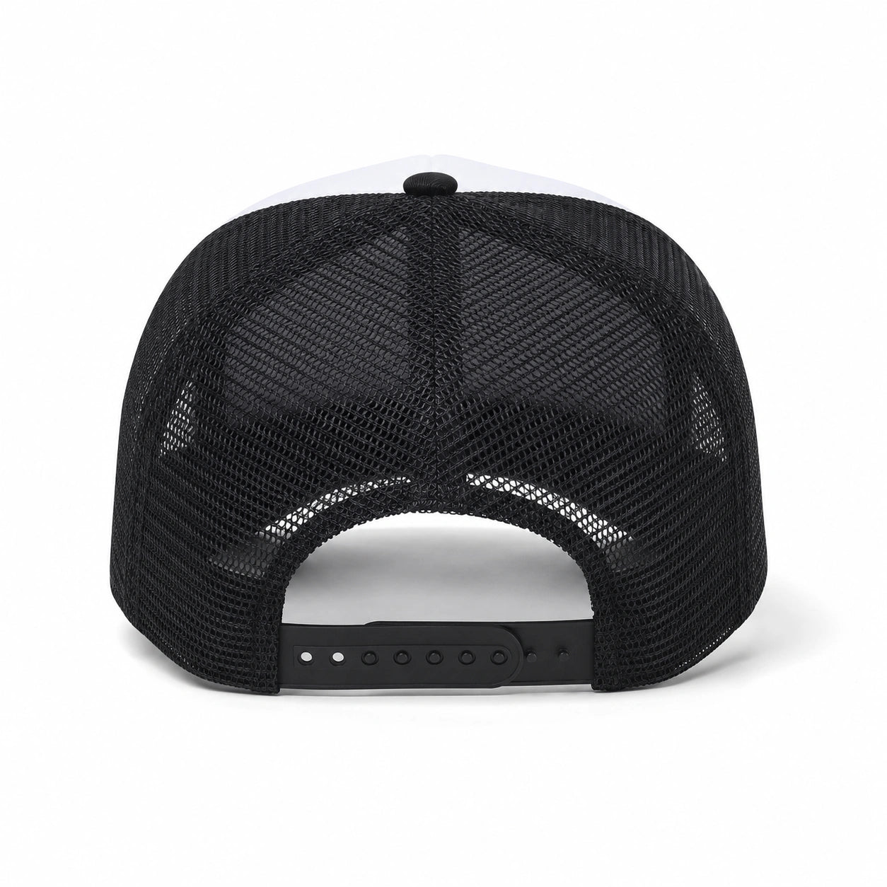 Black-and-White Mesh Trucker Cap with Adjustable Snapback