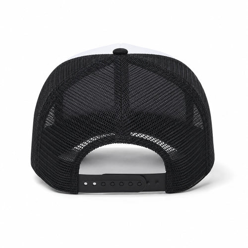 Black-and-White Mesh Trucker Cap with Adjustable Snapback