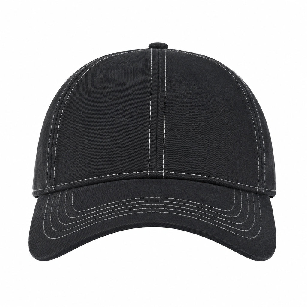 Black Adjustable Baseball Cap with Contrast Stitching