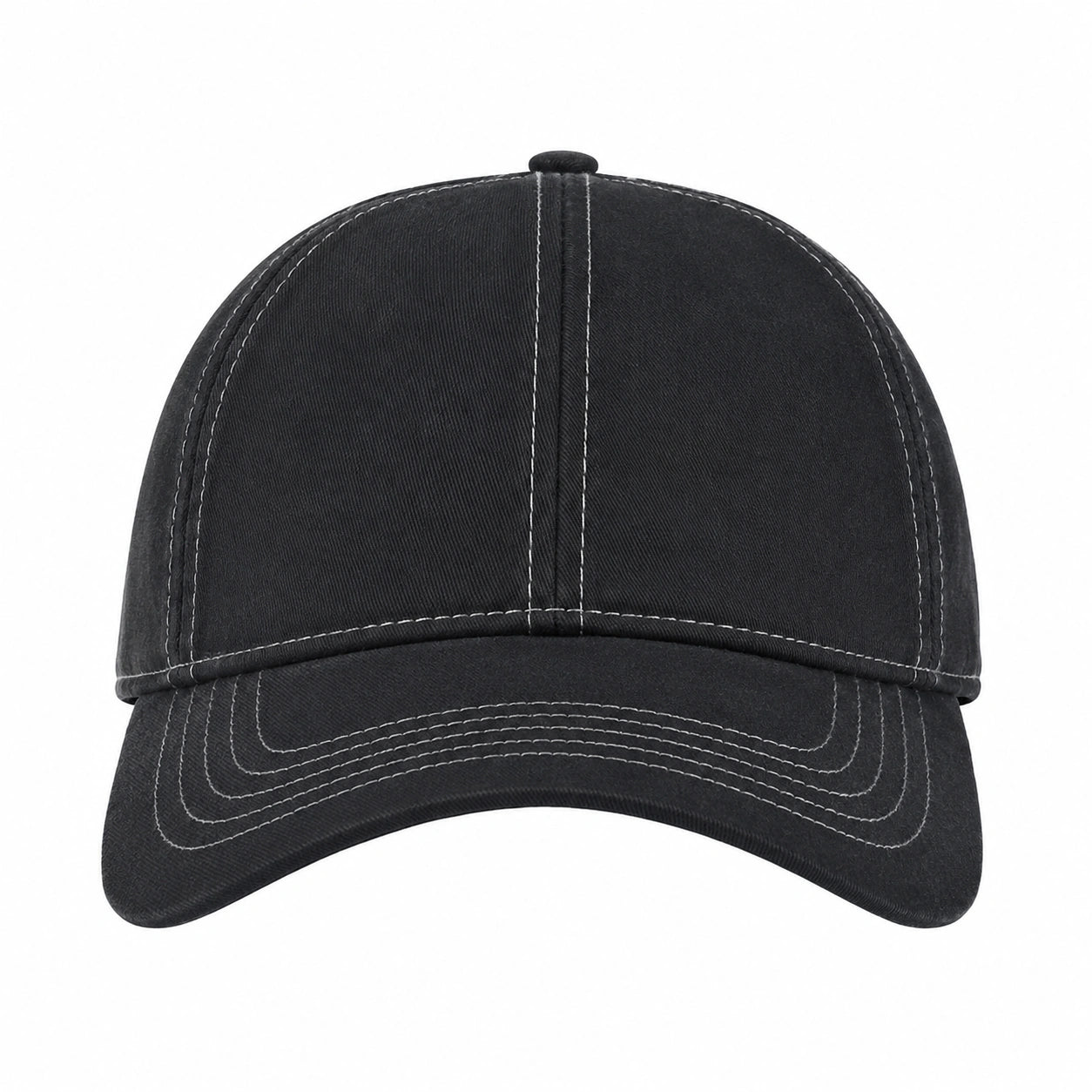 Black Adjustable Baseball Cap with Contrast Stitching