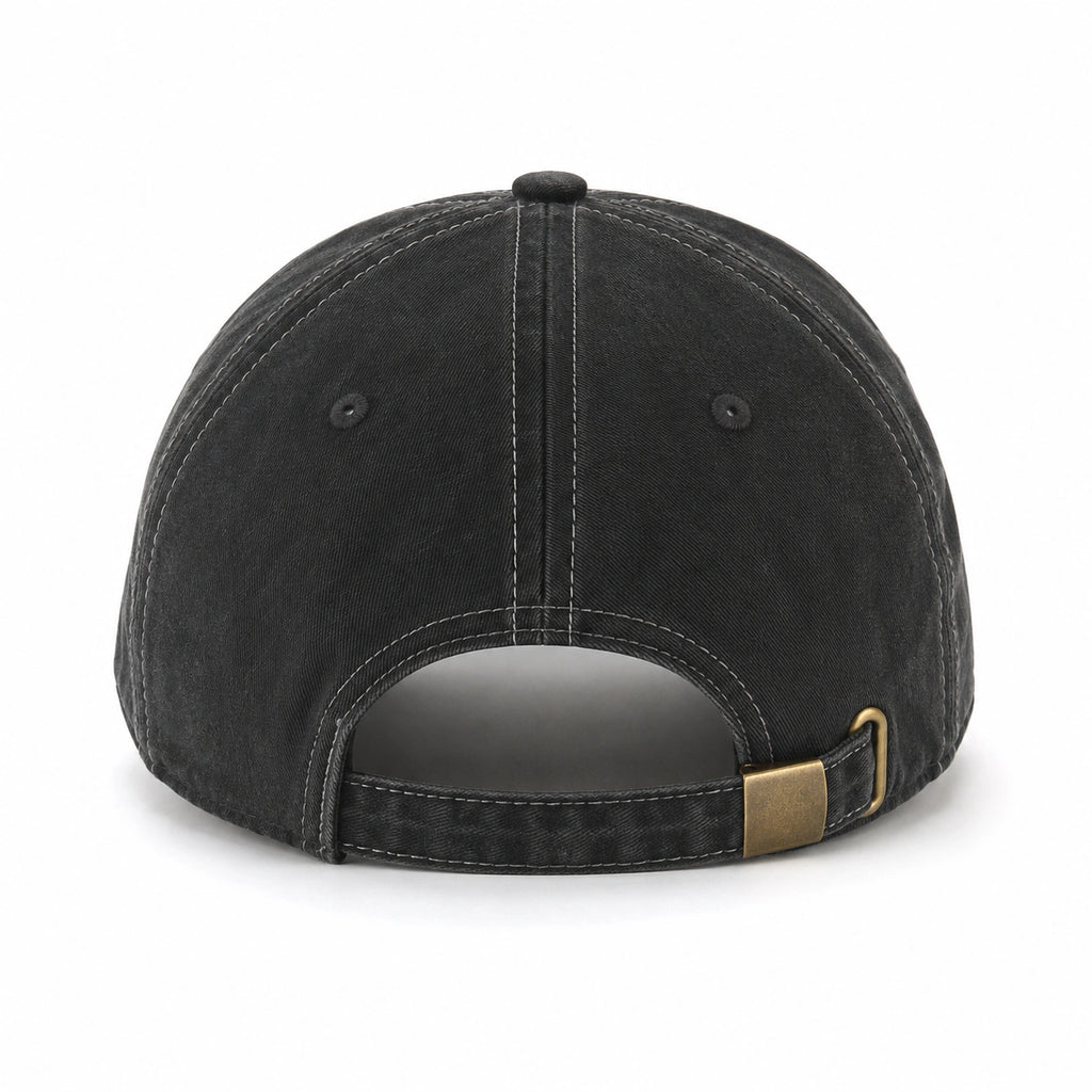 Black Adjustable Baseball Cap with Contrast Stitching