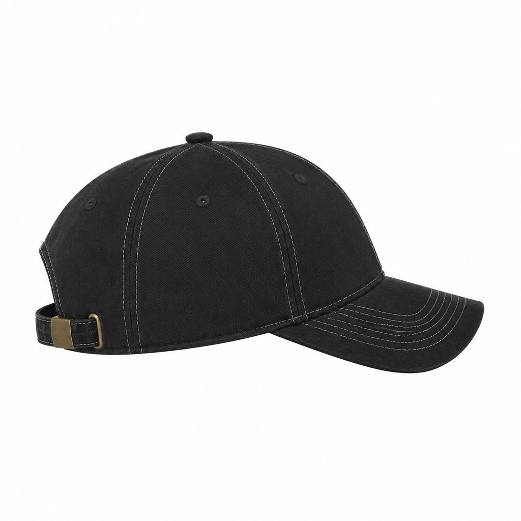 Black Adjustable Baseball Cap with Contrast Stitching