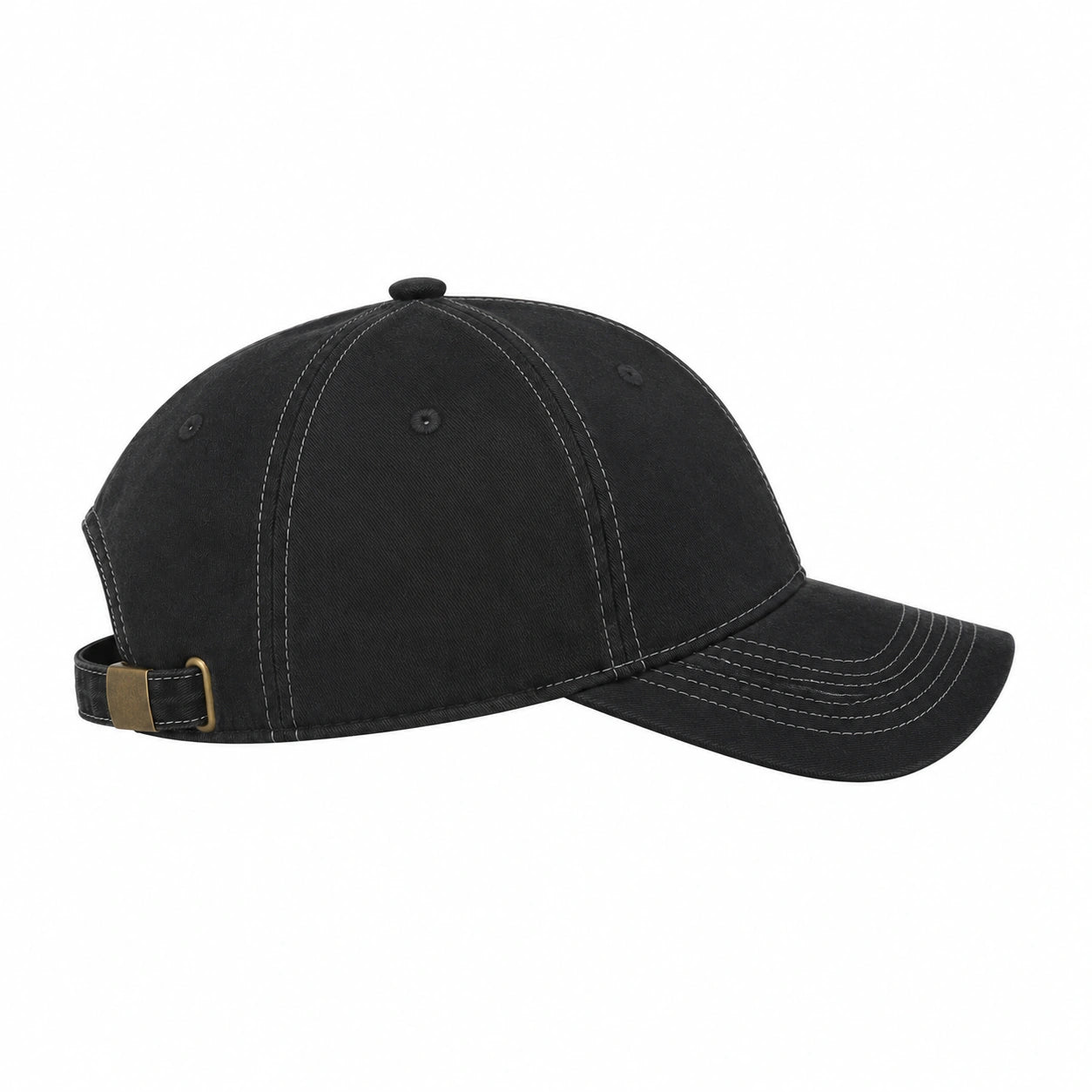 Black Adjustable Baseball Cap with Contrast Stitching