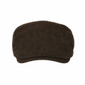 Brown Herringbone Flat Cap with Adjustable Back
