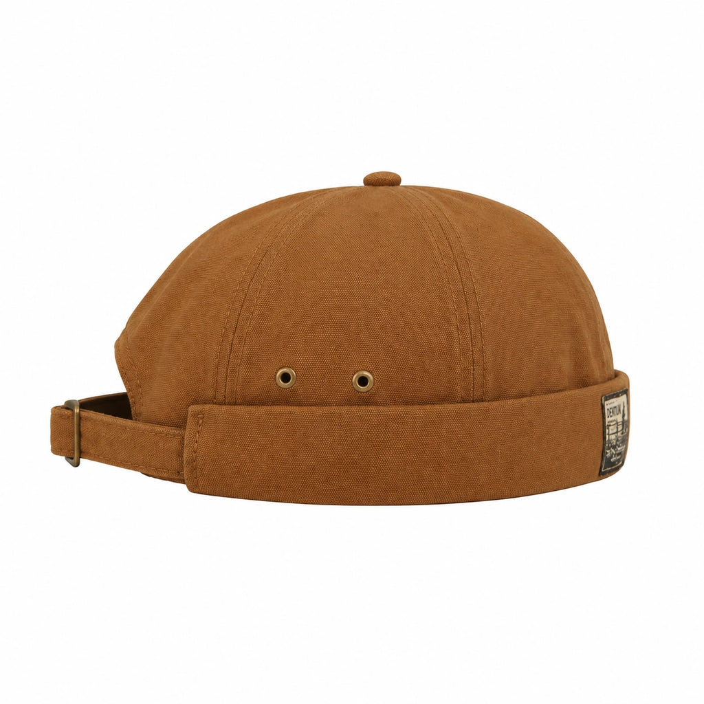 Camel Brown Adjustable Brimless Docker Cap