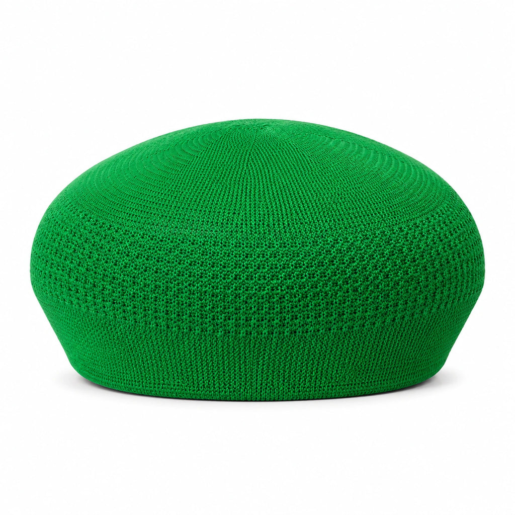 Green Knitted Flat Cap with Short Brim
