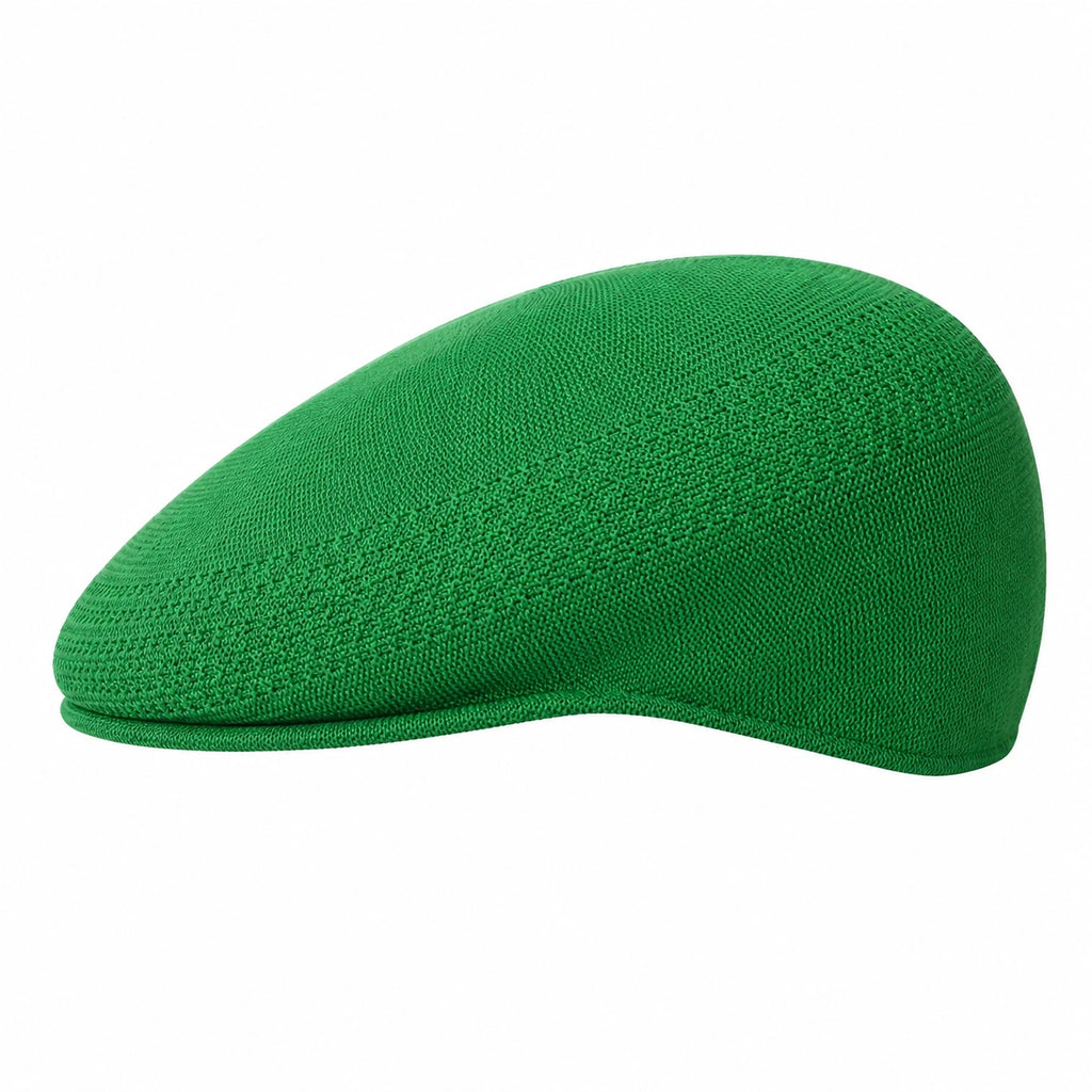 Green Knitted Flat Cap with Short Brim